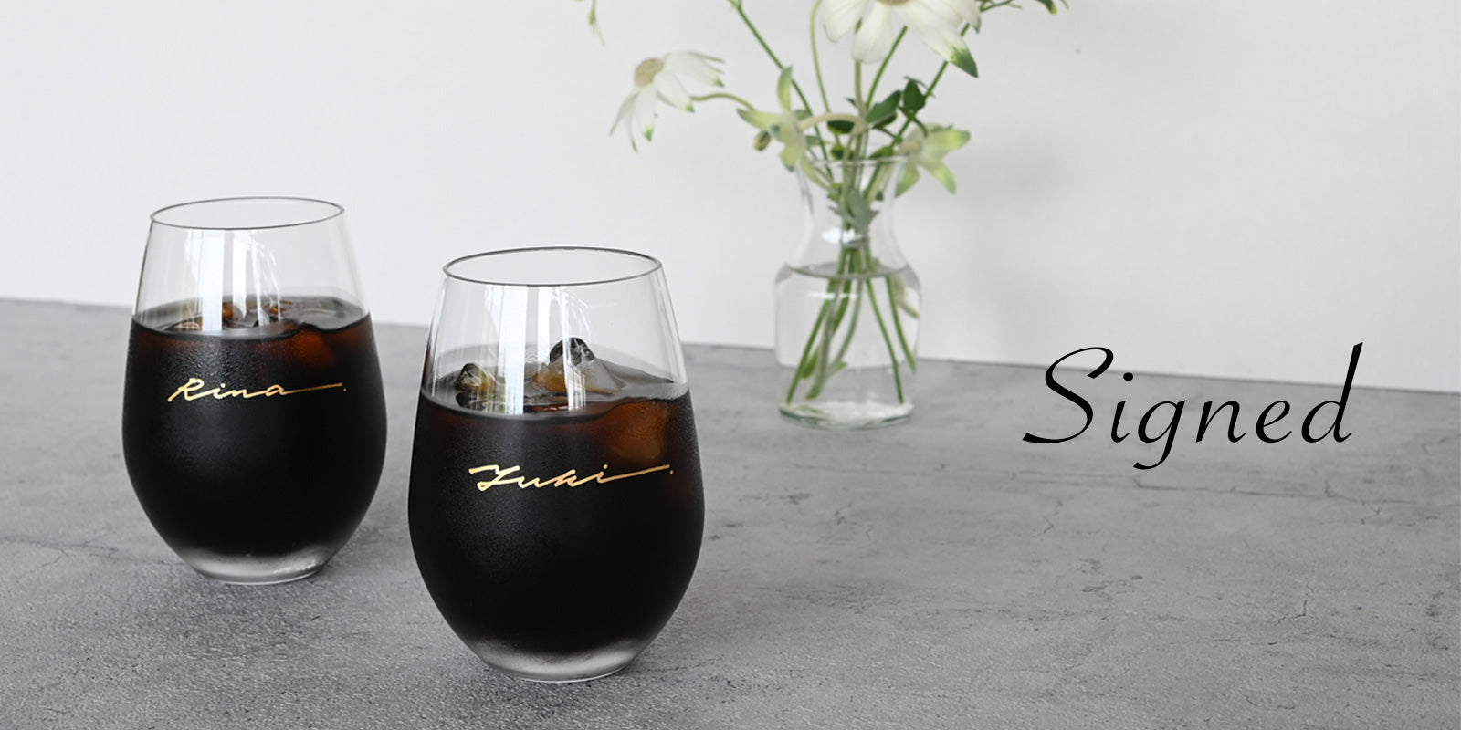 シンプルな名入れグラス(Signedシリーズ・ペア)