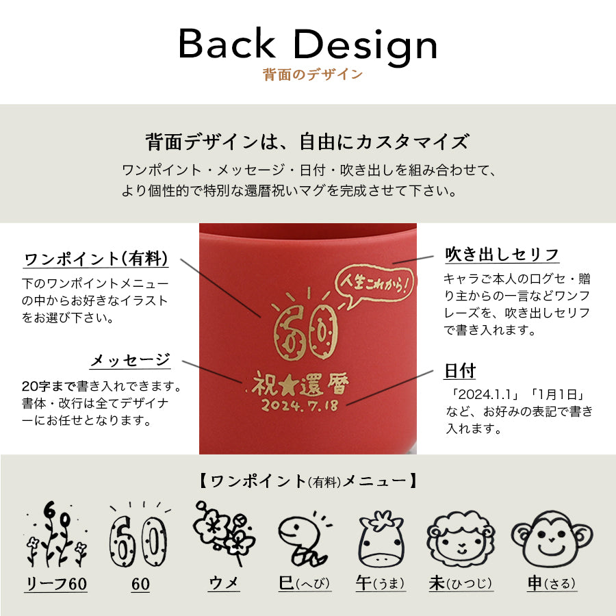 似顔絵入りマグカップ 【還暦祝い専用 にがおえキャラ・マディマグ カラー2色】 誕生日プレゼントにも大好評!(メッセージカード・ギフトBOX付き)