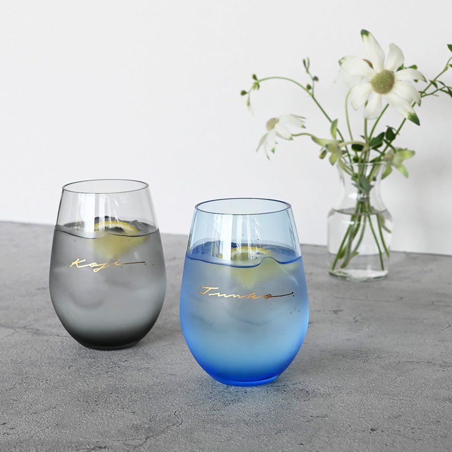 サインド・ノーブル*ペア名入れカラーグラス(2個セット・ギフトBOX付き) クリスマスプレゼント 結婚祝い 記念日 お揃い おしゃれ