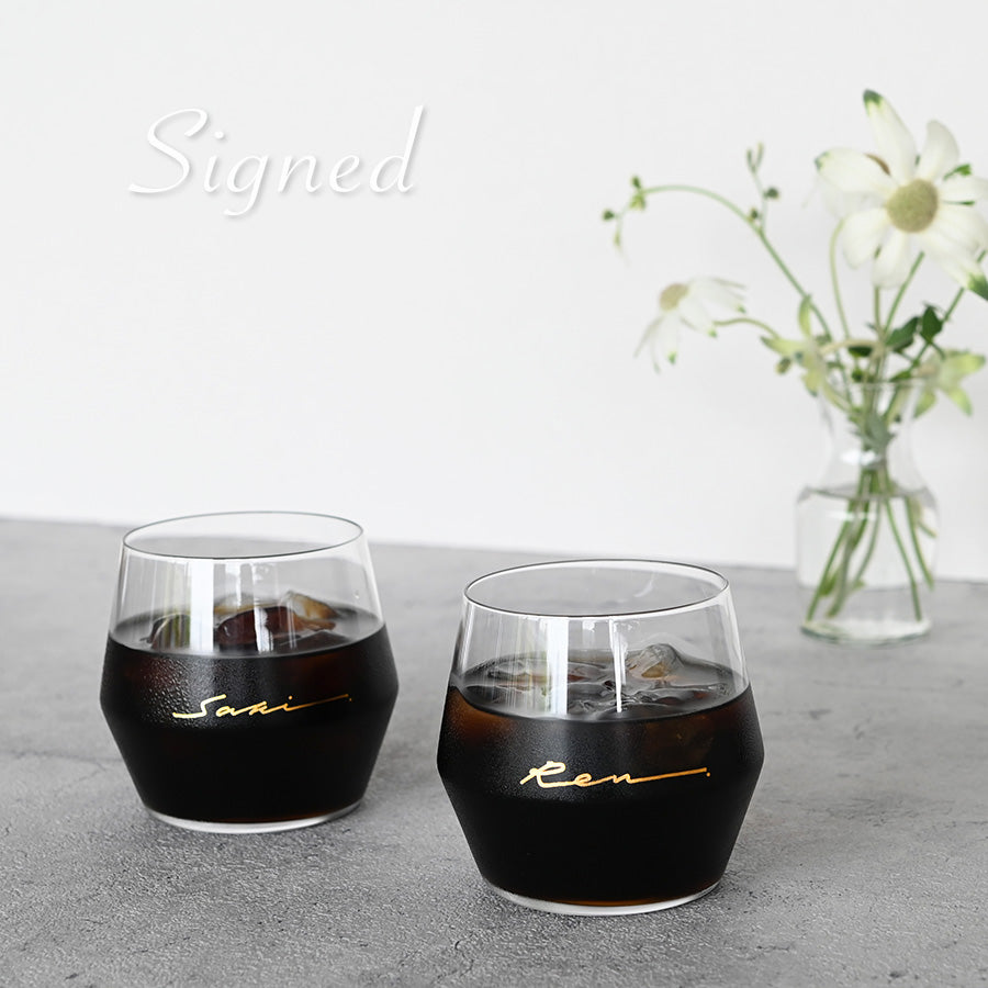 サインド・フォールド*名入れグラス(ギフトBOX付き) クリスマスプレゼント 送別 退職 還暦祝い 誕生日 記念日 おしゃれ