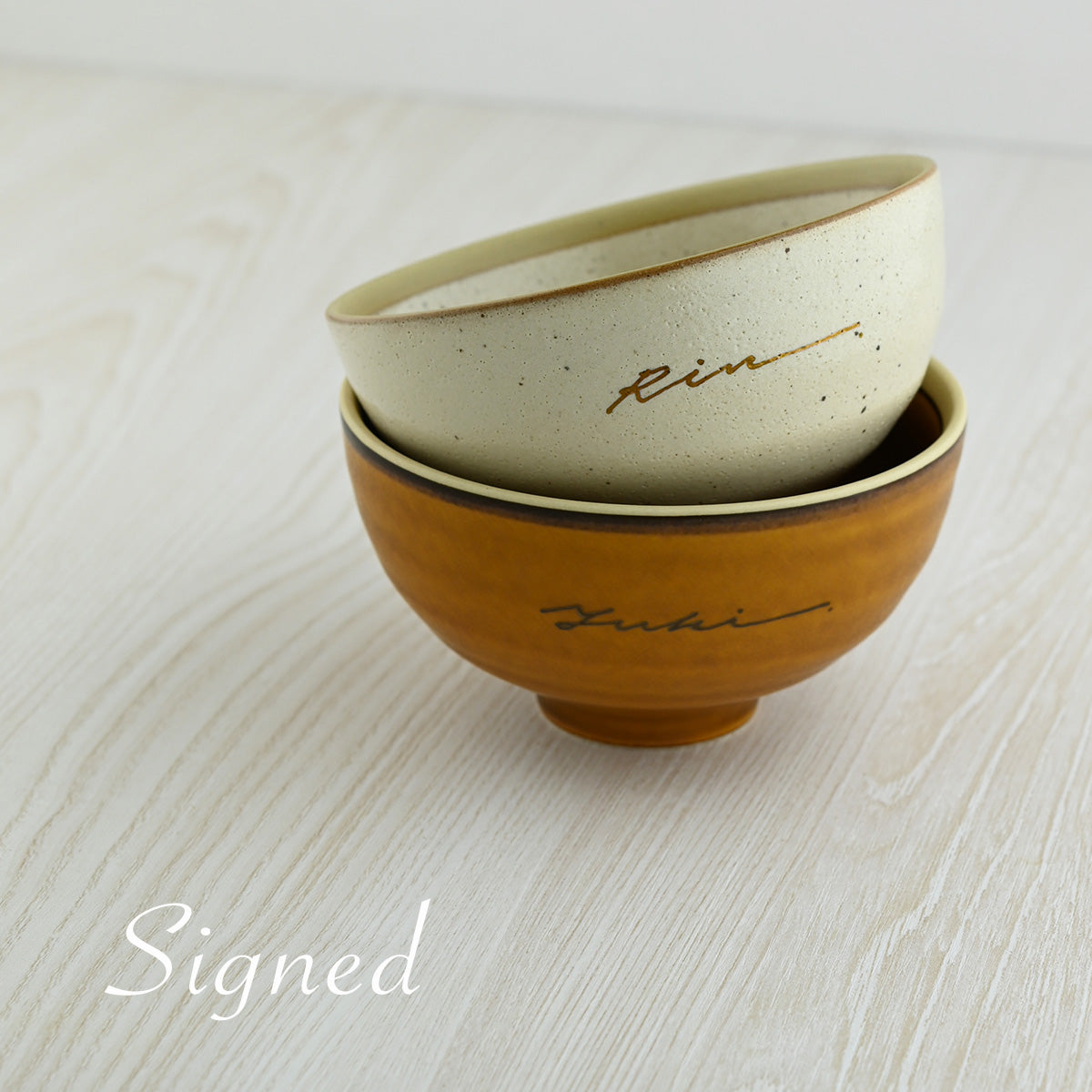 名入れ茶碗 ペア 【サインド・茶碗 2個セット カラー2色】 結婚祝いにも大人気!(メッセージカード・ギフトBOX付き)