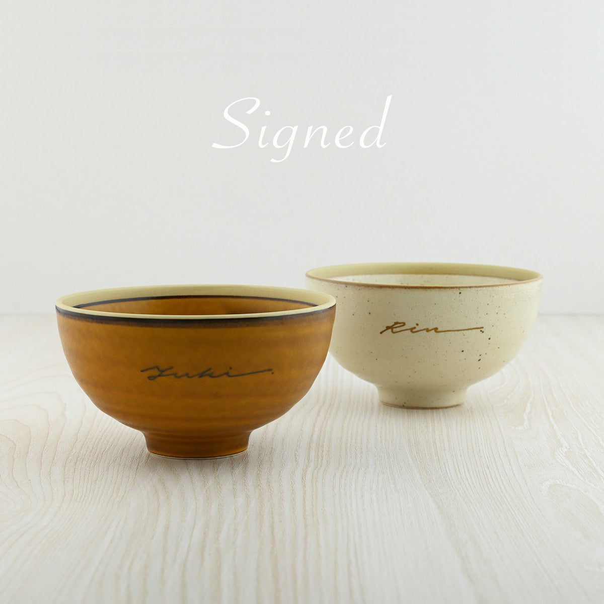 名入れ茶碗 ペア 【サインド・茶碗 2個セット カラー2色】 結婚祝いにも大人気!(メッセージカード・ギフトBOX付き)