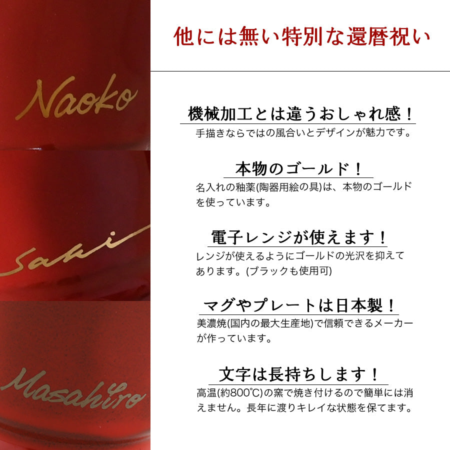 名入れマグカップ 【還暦祝い専用サインド・フレンチシャビーマグ】 還暦祝いに大人気!(メッセージカード・ギフトBOX付き)