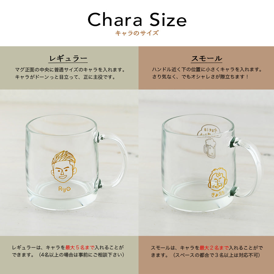 にがおえキャラ・ビールジョッキ*ペア似顔絵グラス (2個セット・ギフトBOX付き) クリスマスプレゼント 結婚祝い 記念日 お揃い おしゃれ