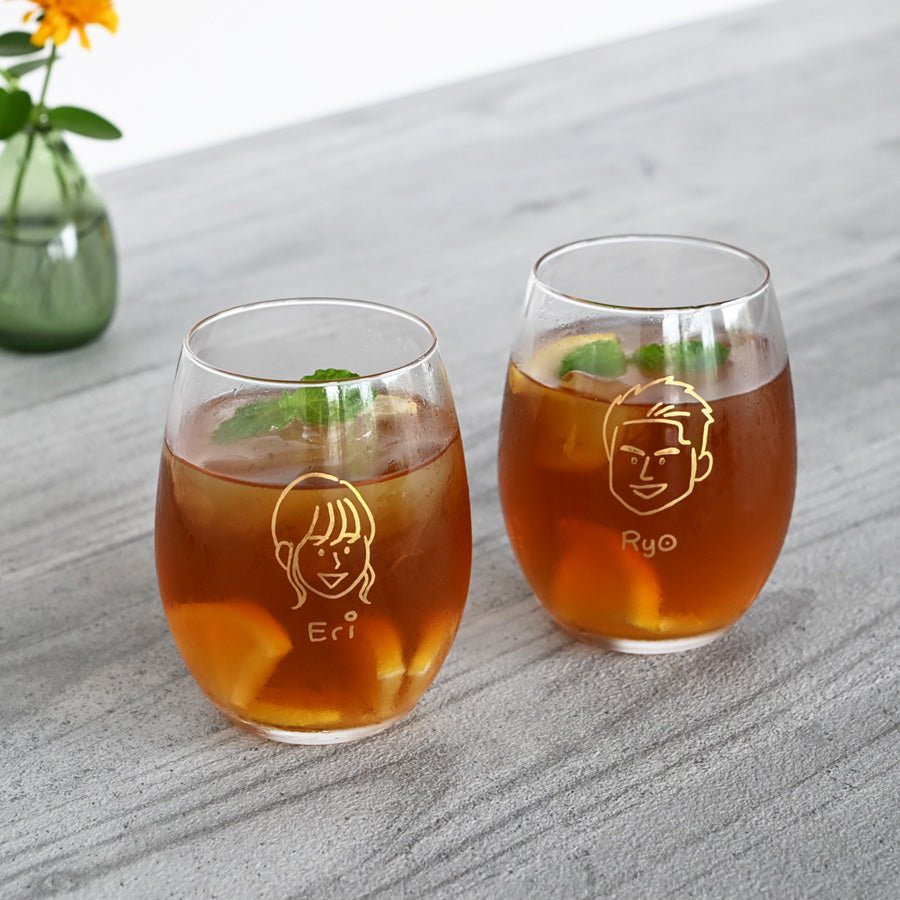 にがおえキャラ・ワイングラス*ペア似顔絵グラス (2個セット・ギフトBOX付き) 結婚祝い 記念日 おしゃれ お揃い - オーダーギフト ももやま 本店
