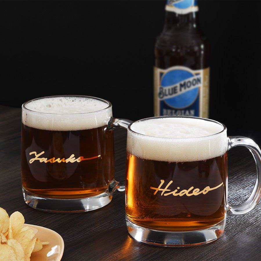 サインド・ビアジョッキ*ペア名入れグラス(2個セット・ギフトBOX付き) 結婚祝い 記念日 おしゃれ お揃い - オーダーギフト ももやま 本店