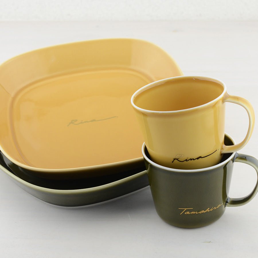 サインド・ナチュラリー*名入れマグ&プレート ペア食器セット(計4点・ギフトBOX付き) 結婚祝い 還暦祝い 記念日 おしゃれ - オーダーギフト ももやま 本店