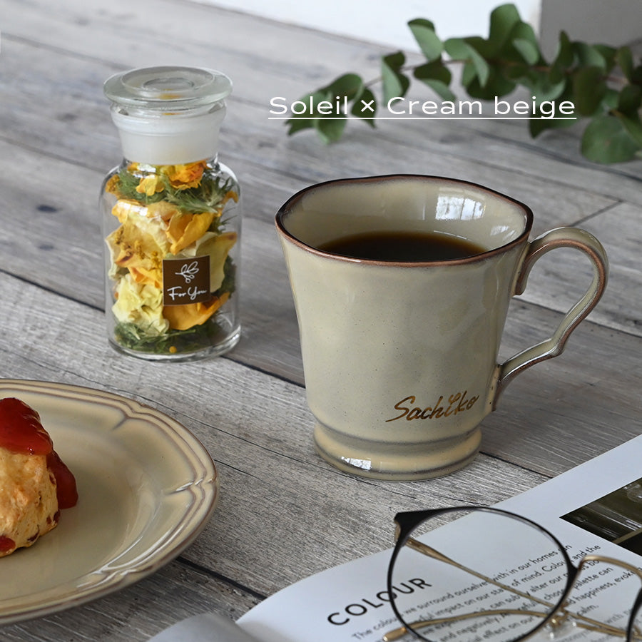 サインド・フレンチシャビー*名入れマグカップ+ドライフラワー(ギフトBOX付き) コーヒーカップ 送別 退職 還暦祝い 誕生日 記念日 おしゃれ