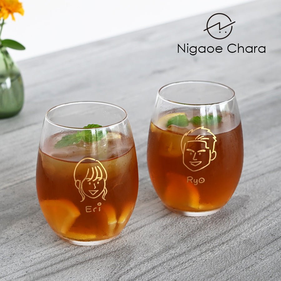 にがおえキャラ・ワイングラス*似顔絵グラス (ギフトBOX付き) 還暦祝い 誕生日 記念日 おしゃれ 送別記念品 - オーダーギフト ももやま 本店