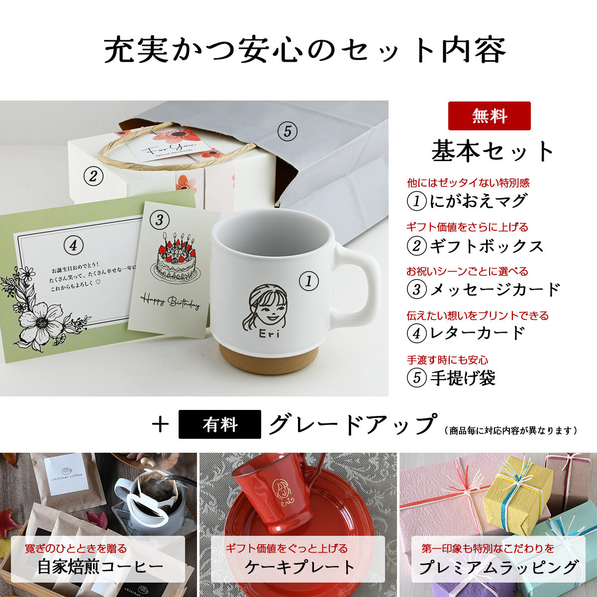 にがおえキャラ・クレマ＊似顔絵マグカップ （オリジナルギフトBOX付き