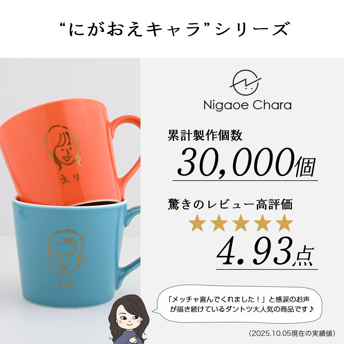 マグカップ 似顔絵 ペア にがおえキャラ・ストレート ｜ 結婚祝い 記念