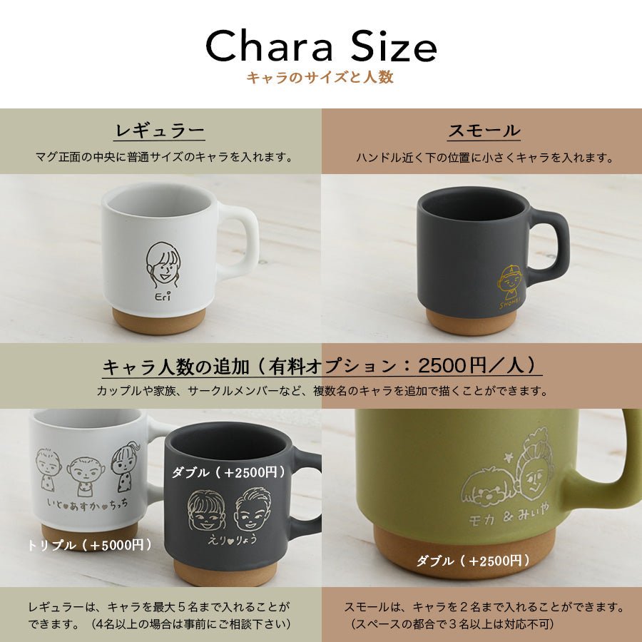 にがおえキャラ・クレマ＊ペア似顔絵マグカップ（２個セット・ギフトBOX付き）結婚祝い 記念日 おしゃれ お揃い - オーダーギフト ももやま 本店